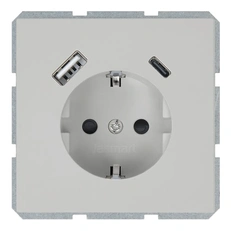 Изображение Розетка SCHUKO с заземлением и USB Type-A+C Jasmart серия FD, матовый Тауп (soft touch)